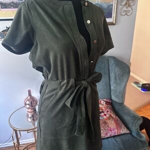 Banana Republic Forest Green Button Up Dress